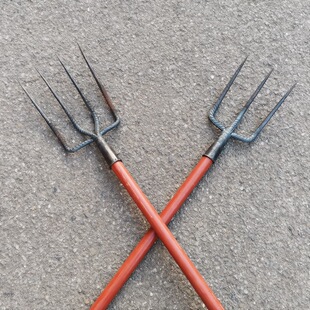 Peanut Fork Tools Agricultural Fork All Steel Turning Soil and Loosening Soil Harpoon Three Teeth Four-strand Fork Forged Iron Fork