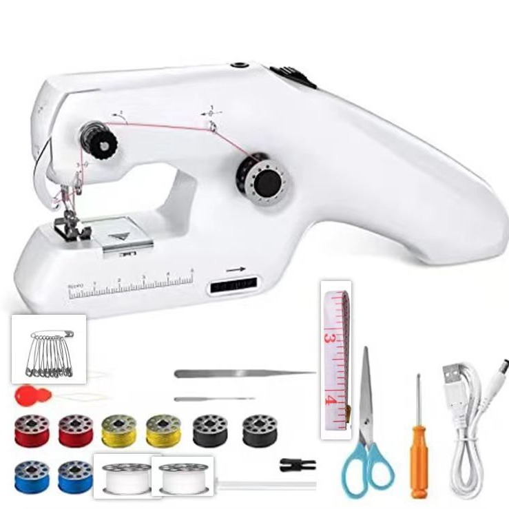 Máquina de coser ZDML - 6 mini mano doméstica máquina de coser eléctrica portátil de doble hilo en stock al por mayor