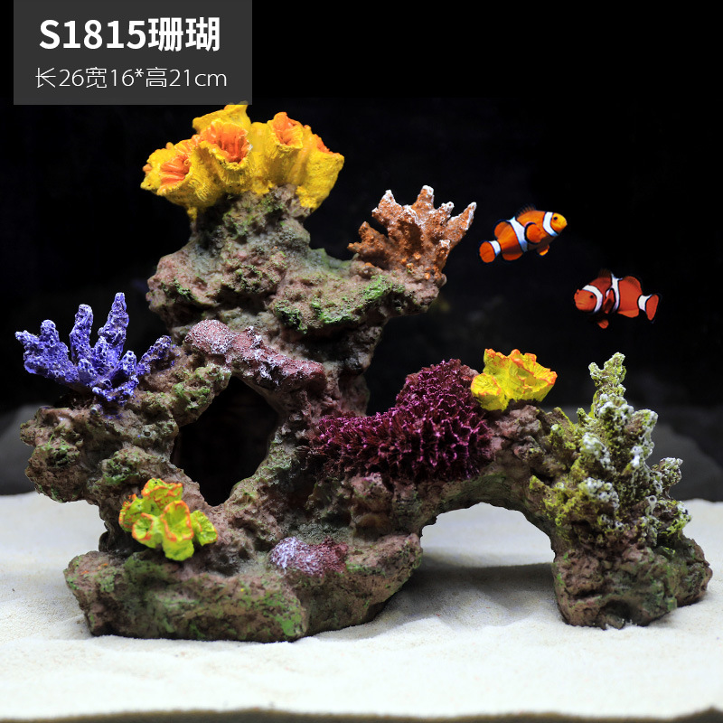 Pecera Simulación Paquete de paisajismo de arrecife de coral falso Acuario Concha Aqua Paisaje acuático Decoración de plantas acuáticas Combinación de casa de evitación