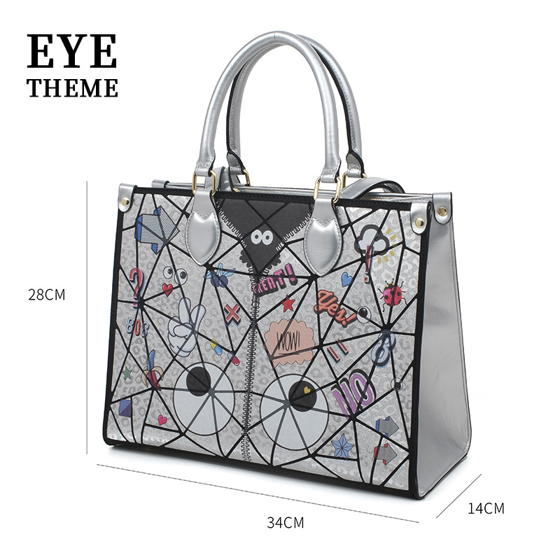 Bolsa de impresión de gran capacidad de diamante clásica europea y americana nobles tendencia de mujeres con cremallera bolso 2792 #