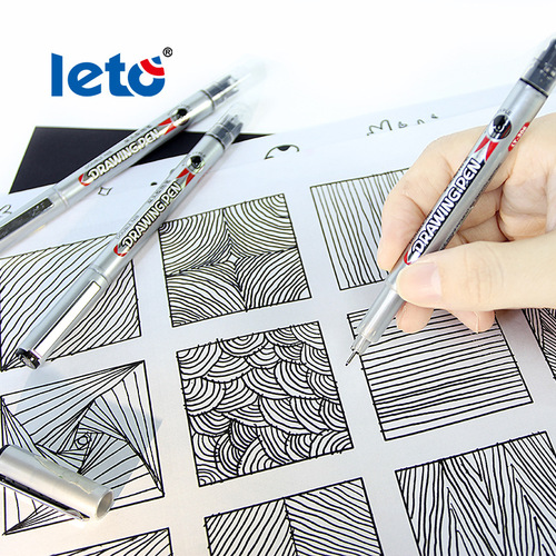 Double-ended drawing pen, curved waterproof hook pen, drawing design art needle pen, multi-specification hand-drawn comic pen