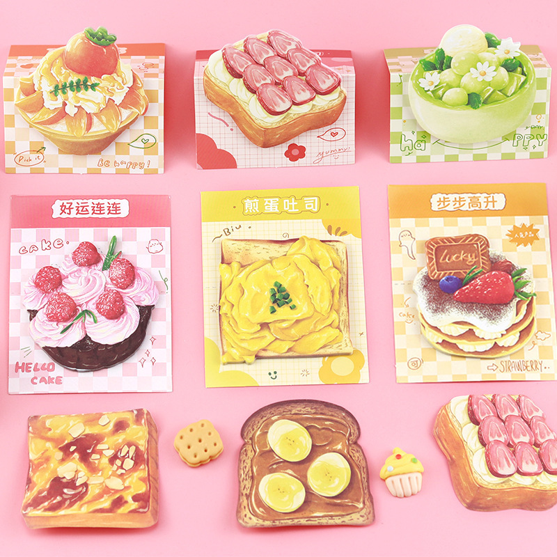 Cute Bread Toast Shaped Sticky Notes, High Viscosity, High Appearance, Personalized Creative Sticky Notes, N Times Message Stickers Wholesale