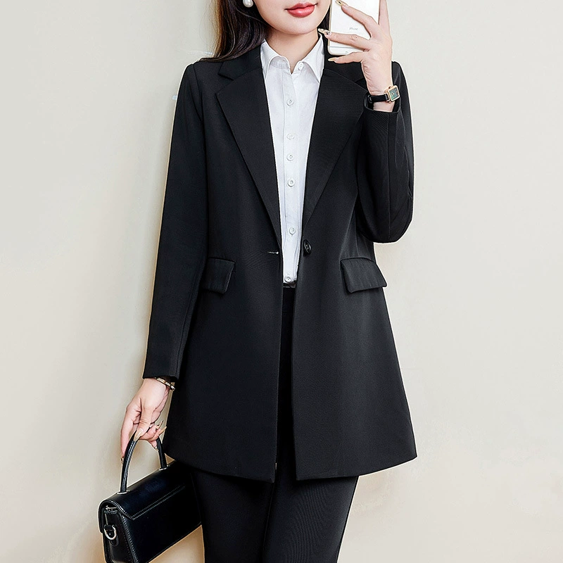 539 толстый пиджак женский весенний и осенний повседневный толстый мм тонкий большой размер женская рабочая одежда легкий рабочий костюм костюм