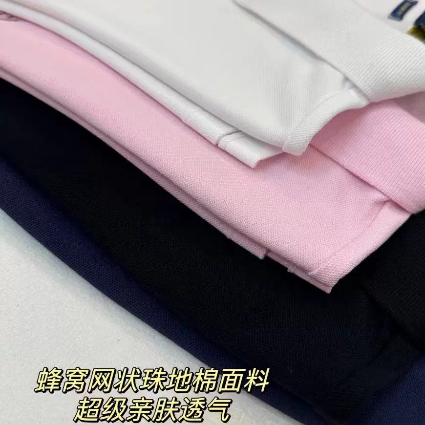 xhj157     2025夏季新款女士五粒扣蜂窝珠地棉短袖Polo衫