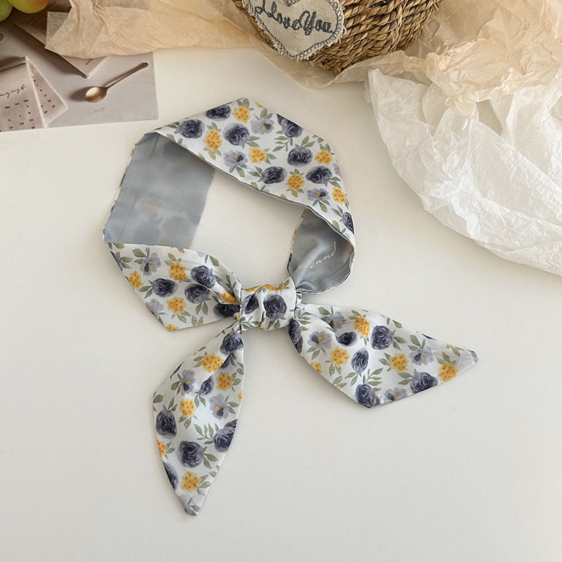 Bufanda de seda, atmósfera coreana, nueva cara, elegante decoración, bufanda pequeña, pañuelo floral, cinturón para el cabello, cinturón para el cabello, cinturón para el cabello