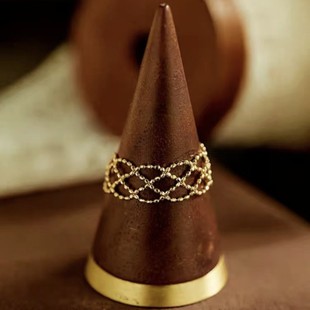 18K Gold Lace Ring Colored Gold Au750 Hand Ornament Braided Chain Mesh Pattern Versatile Female Niche Popular Model Water Shell Wholesale