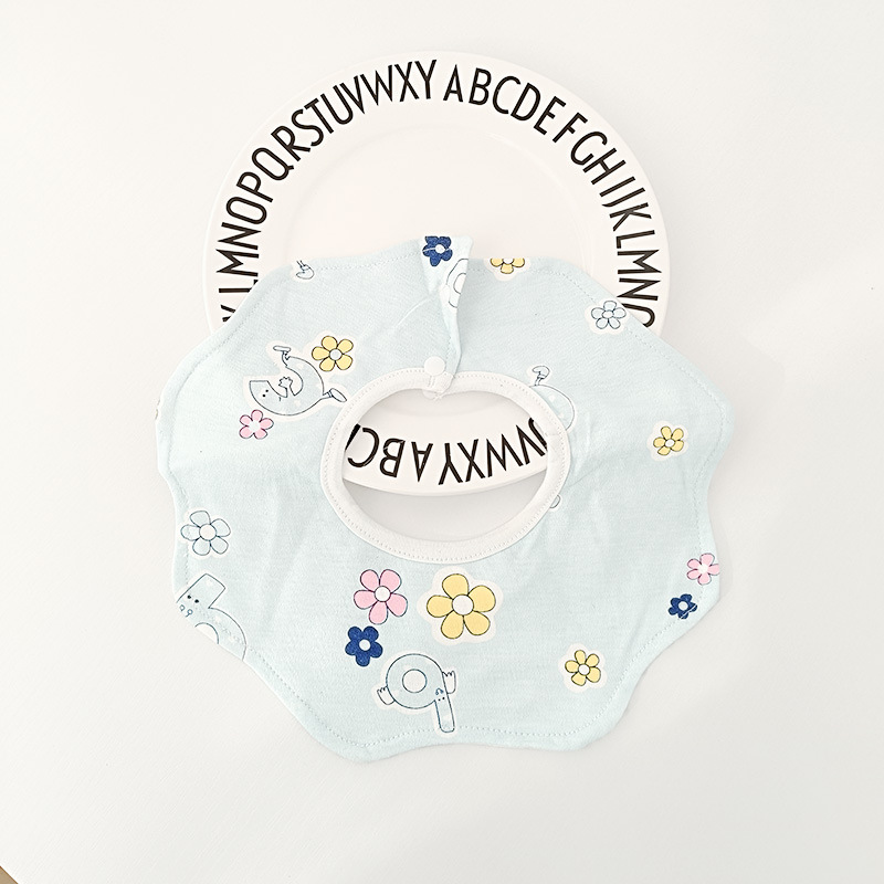 Bebé recién nacido otoño e invierno nuevo estilo flor saliva toalla algodón bebé impermeable escupir babero 360 grados rotación