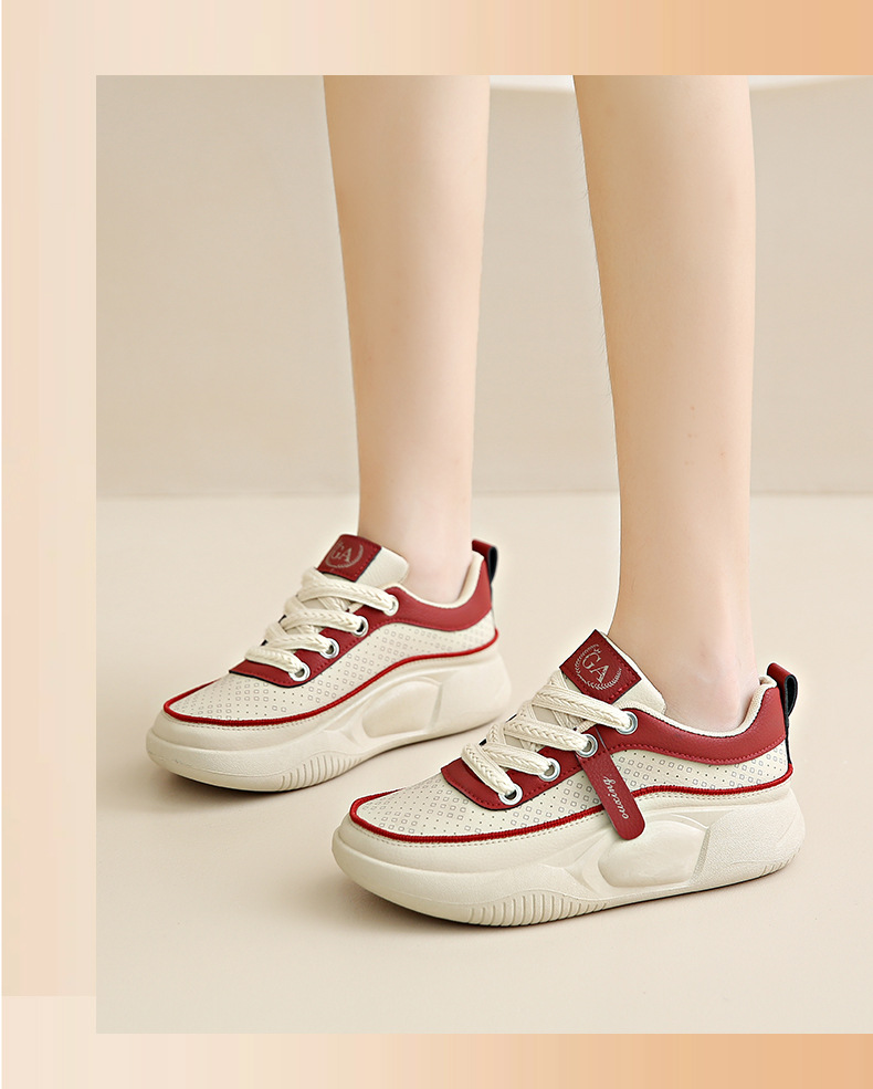 Atmungsaktive Damen Freizeitschuhe Mit Dicker Sohle Weiß_voghion.com