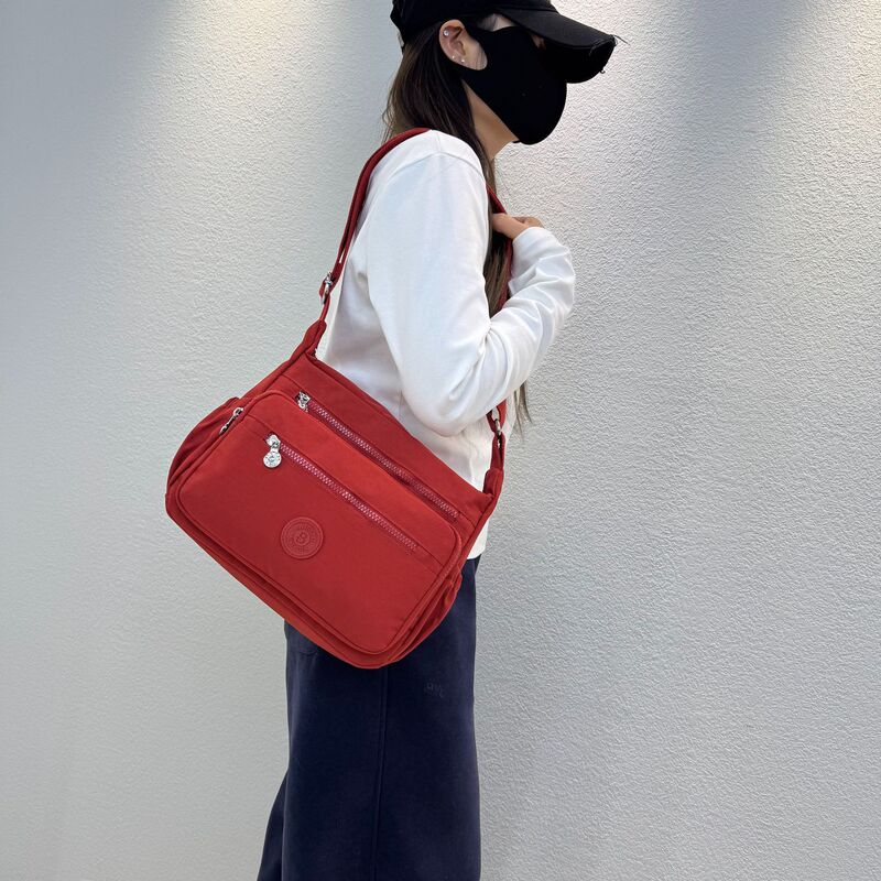 Multi-Layer Shoulder Crossbody Bag Lightweight Cloth Backpack Oxford Cloth Women's Bag Canvas Large Capacity Mother Bag Lightweight Wallet
