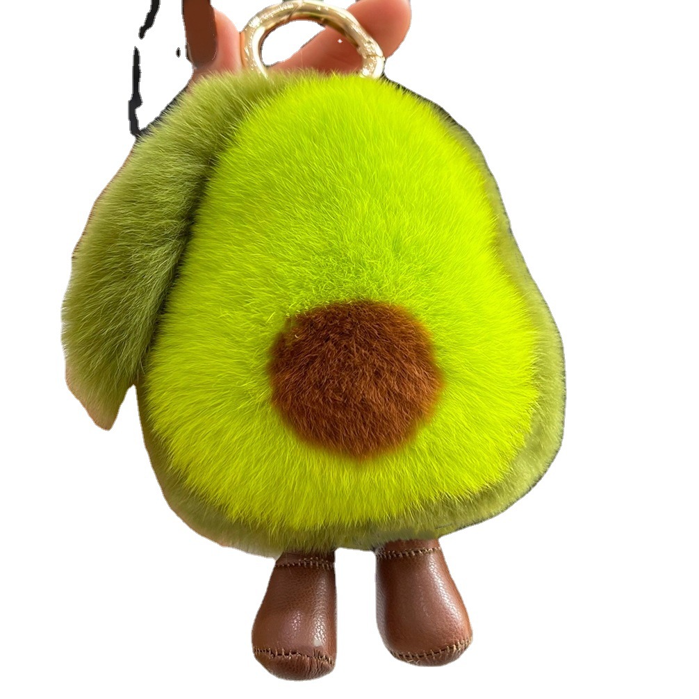 Real Rex conejo de piel aguacate coche llavero colgante ins lindo felpa personalidad muñeca mochila bolsa adornos para las mujeres