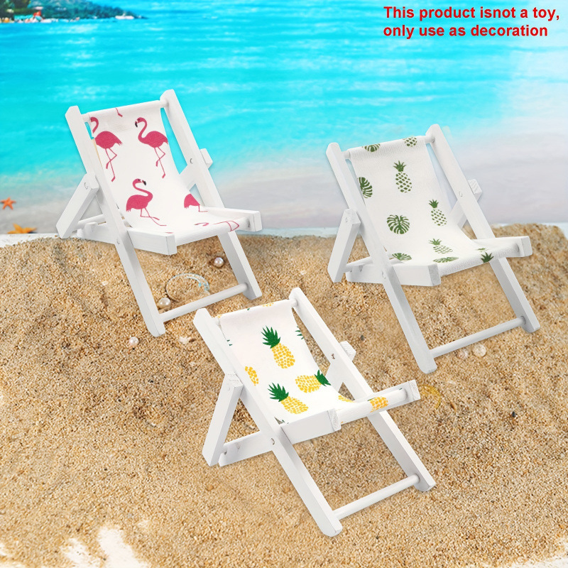 Decoraciones de escritorio de madera mini plegable silla de playa de verano accesorios para el hogar regalos para la decoración de la habitación de los niños