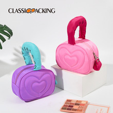 2024新款创意旅行洗漱包手提收纳包撞色字母大容量爱心小众化妆包
