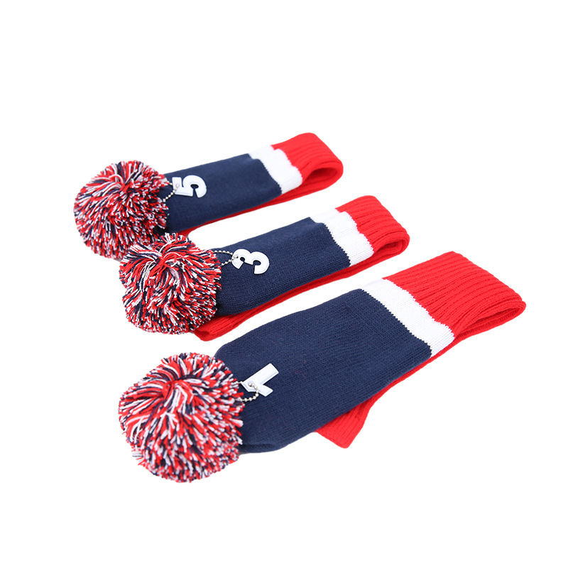 Nuevo Golf Club de punto sombrero cubierta contraste color bola cubierta número placa felpa cabeza cubierta putter cubierta fábrica al por mayor