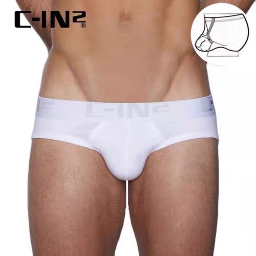 C-IN2 men's underwear pure cotton low-waisted sexy U-convex comfortable breathable hanging ring style large lifting briefs 010