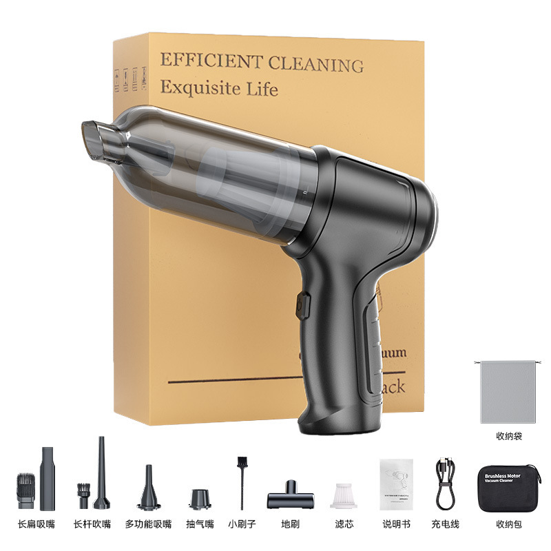 영어로 |   검정색/브러시리스 진공 청소기 + 무료 항공 가방 + 필터 요소 1개 + 바닥 브러시 1개 + 청소 브러시 1개