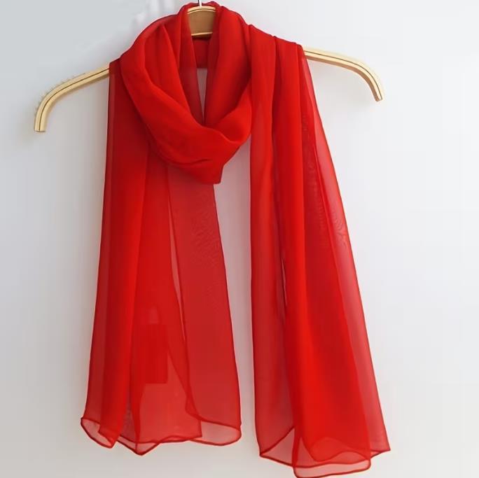 New Style Women's Silk Scarf, Sun Protection Shawl, Long Red Beach Towel, Chiffon Solid Color Scarf, Dance-Specific Wholesale for Women New Style Women's Silk Scarf, Sun Protection Shawl, Long Red Beach Towel, Chiffon Solid Color Scarf, Dance-Specific Wholesale for Women