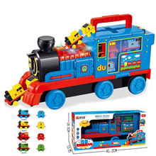 儿童火车套装玩具男孩过家家滑梯收纳组合火车双面磁力闯关大冒险