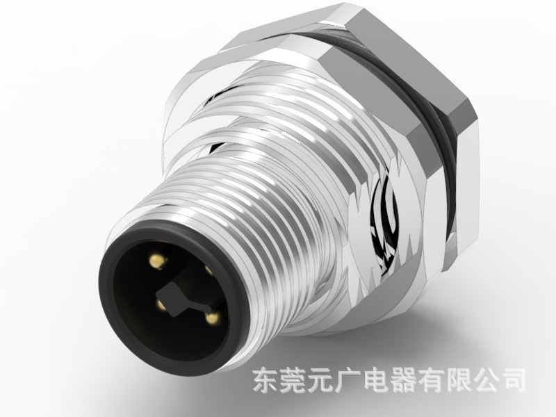 M12 T-CODE 2/3/4PIN 公头 前锁面板式M16