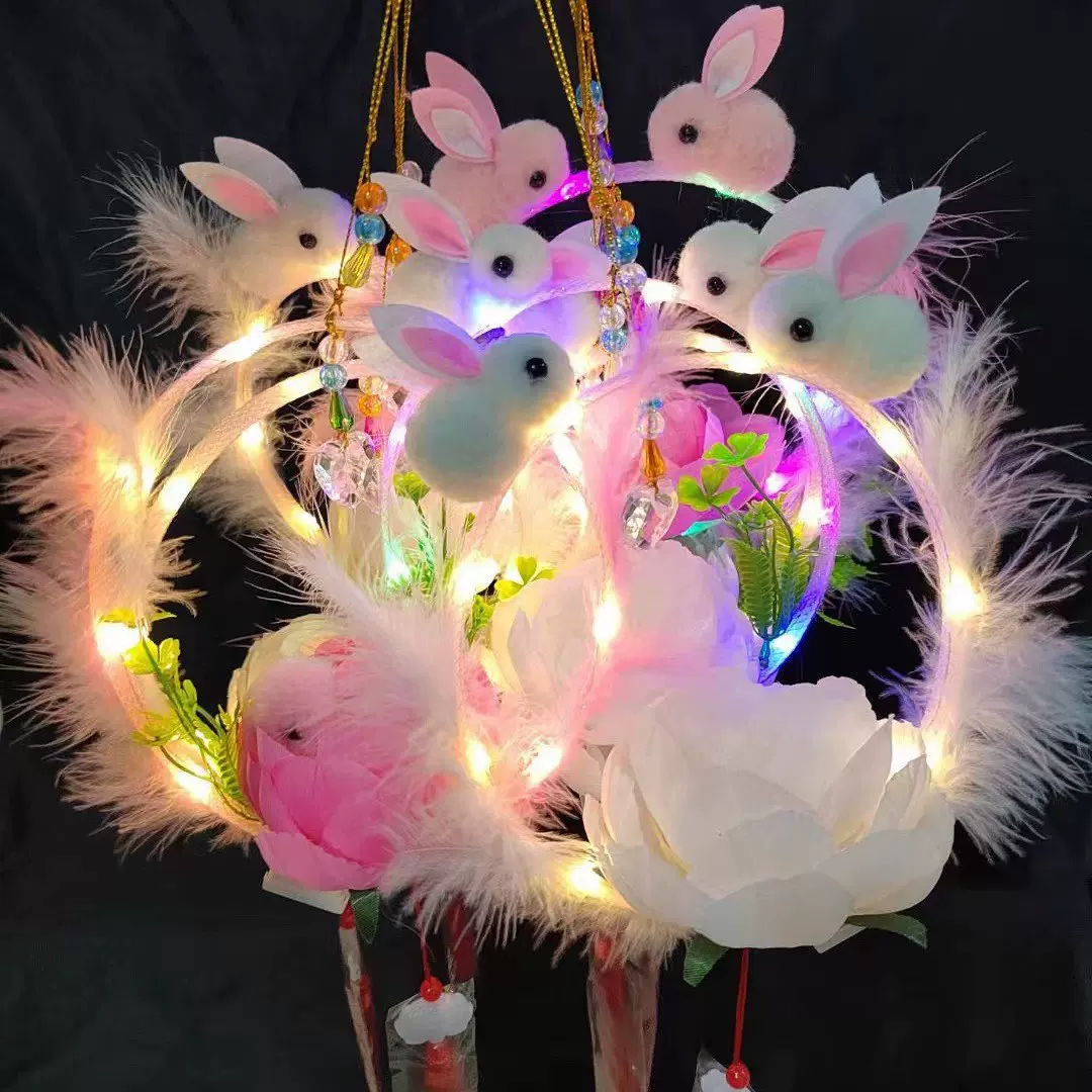 春节元宵节兔子灯笼古风手提玉兔花灯中秋节灯笼古风手提花灯热卖