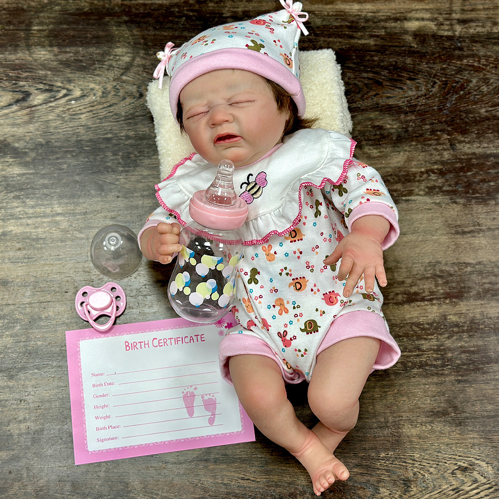 Juguetes de muñeca de ojos cerrados suaves renacer, inventario de imitación de bebés, una muñeca de 17 pulgadas, nuevo modelo de muñeca de muñeca de muñeca de 17 pulgadas