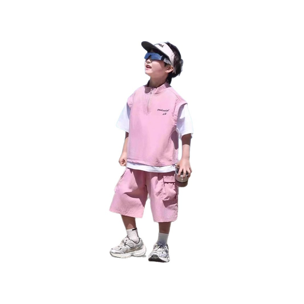 男の子スーツ 2025 新作夏韓国風ハンサムでスタイリッシュな子供半袖作業服男の子夏薄手スタイル