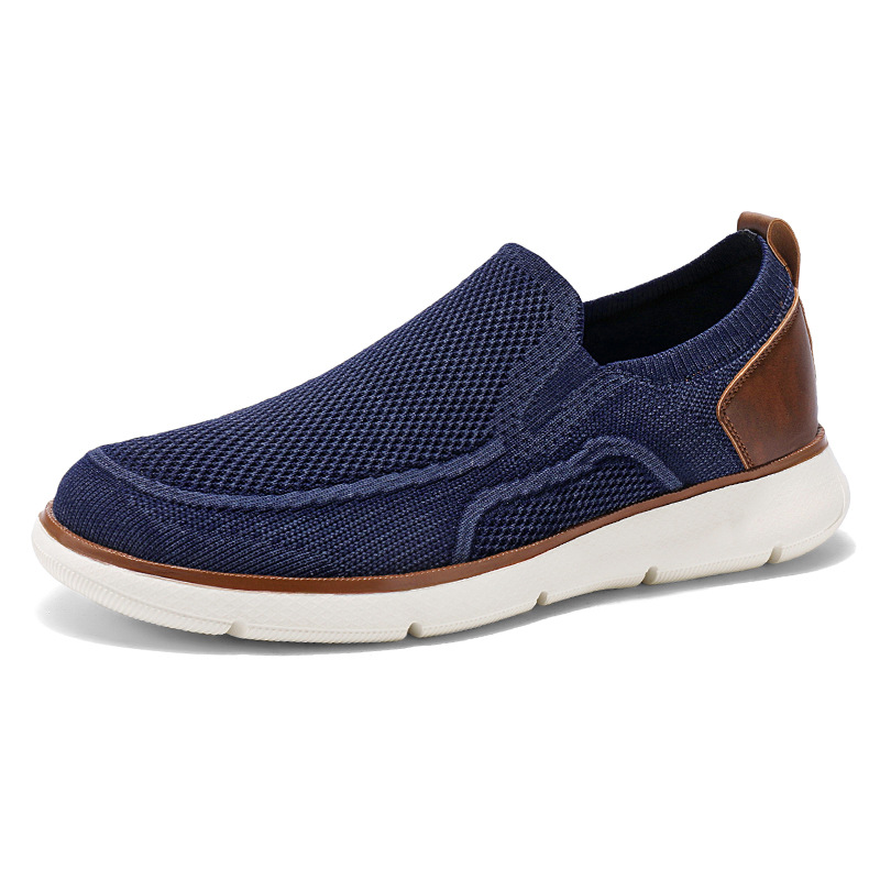 Nuevos zapatos de moda casuales retro transfronterizos de gran tamaño transpirables de malla voladora para niños con un pie zapatos de hombre ligeros y antideslizantes