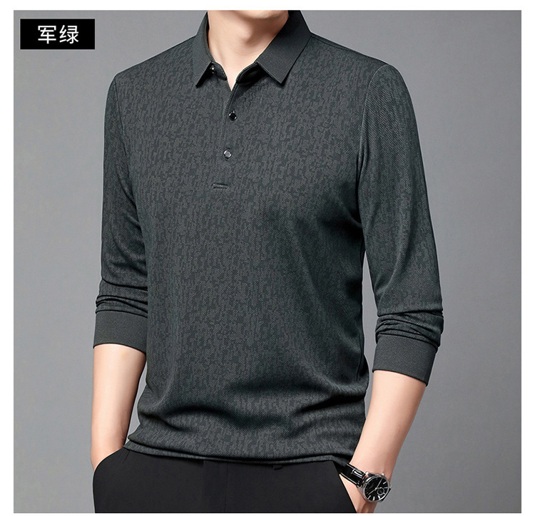 生放送で起爆したpoloシャツ男春秋新中年男性カジュアルファッション合体が長袖tシャツの上着をめくった|undefined
