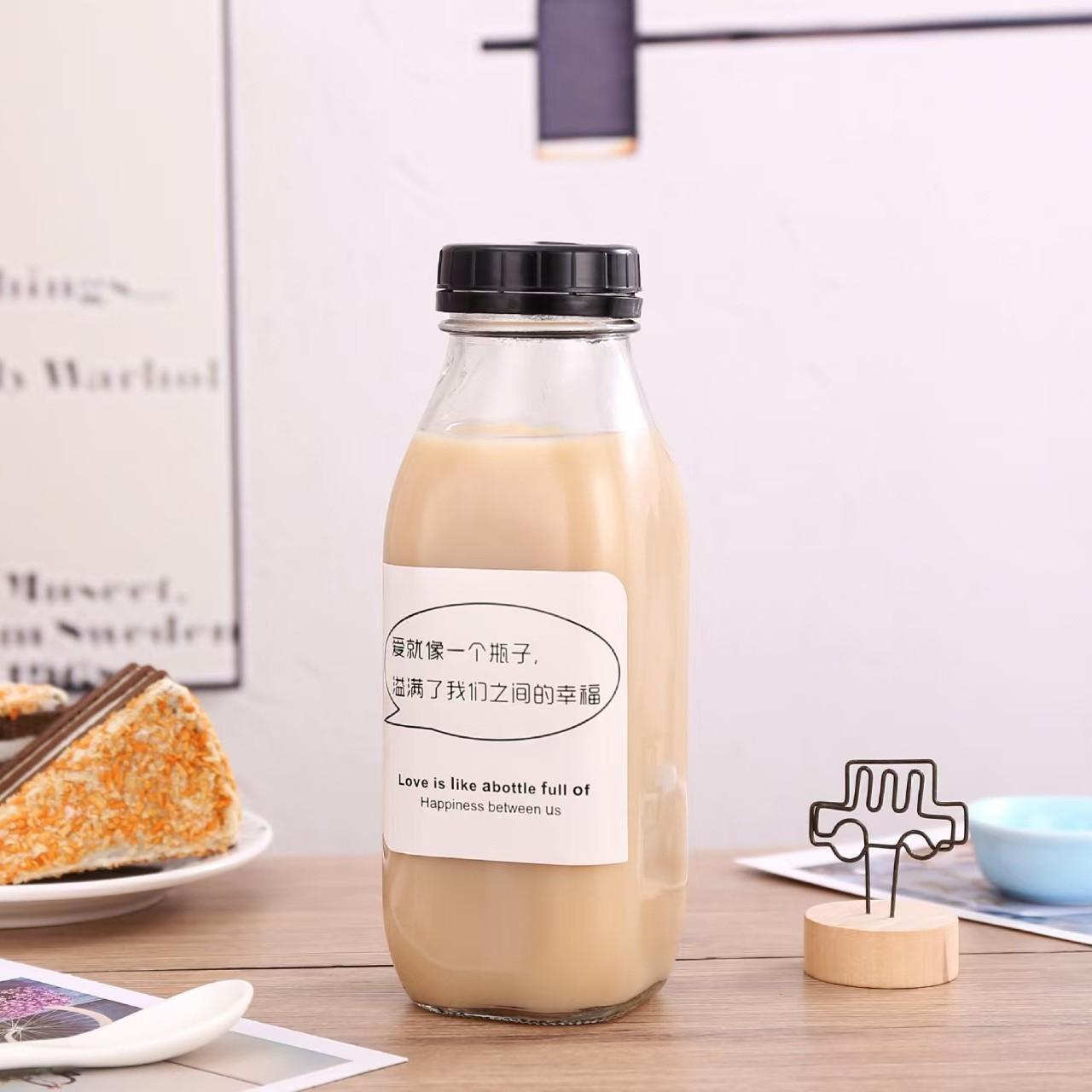 跨境电商密封罐牛奶瓶1000ml透明牛奶分装瓶果汁饮料瓶批发现货