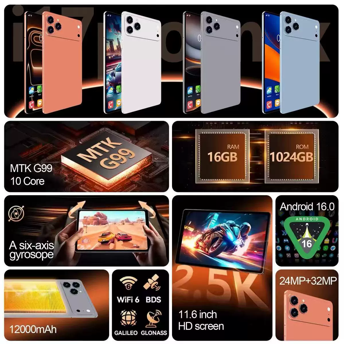 Cross-border trading), smart tablet laptop, Android, 512G, wide screen, eyes protection, (Physicals