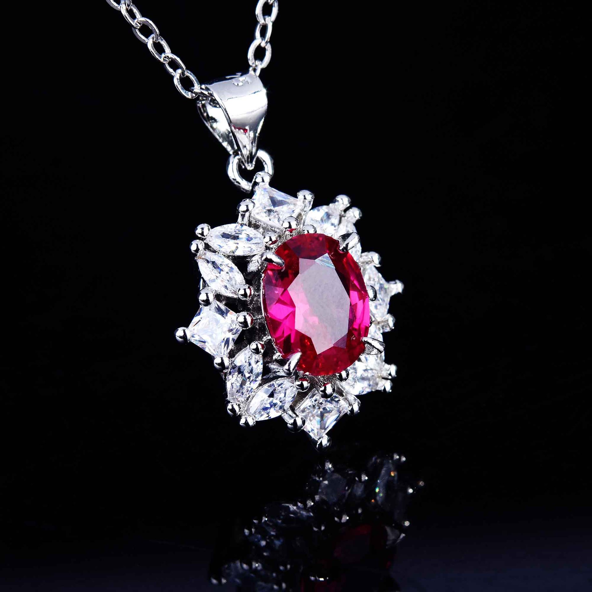 Mode Luxe Couleur Trésor Ensemble Corindon Anneau Ouvert Boucles D'oreilles Pendentif Bijoux display picture 6