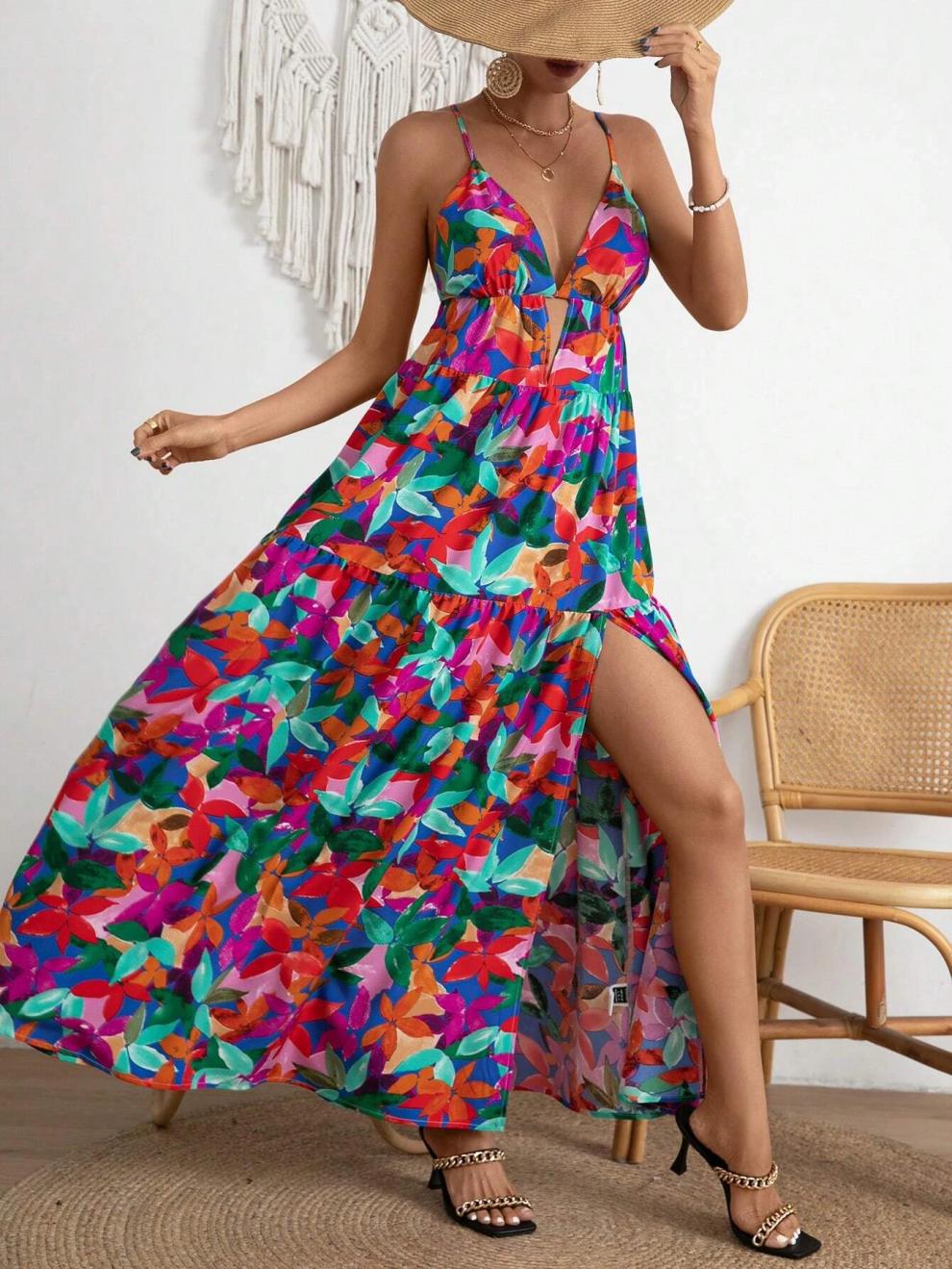 Sleeveless Sleeve Type Polyester Fabric Type Wholesale Women's Casual Vacation Streetwear Multicolor Floral Holiday Banquet Selfie Strap Sleeveless Strap Dress
