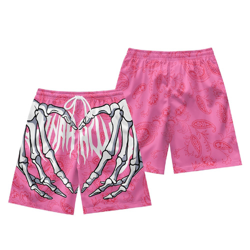 Cross-border summer new men's sportswear fitness 3D digital printing shorts loose straight beach pants wholesale