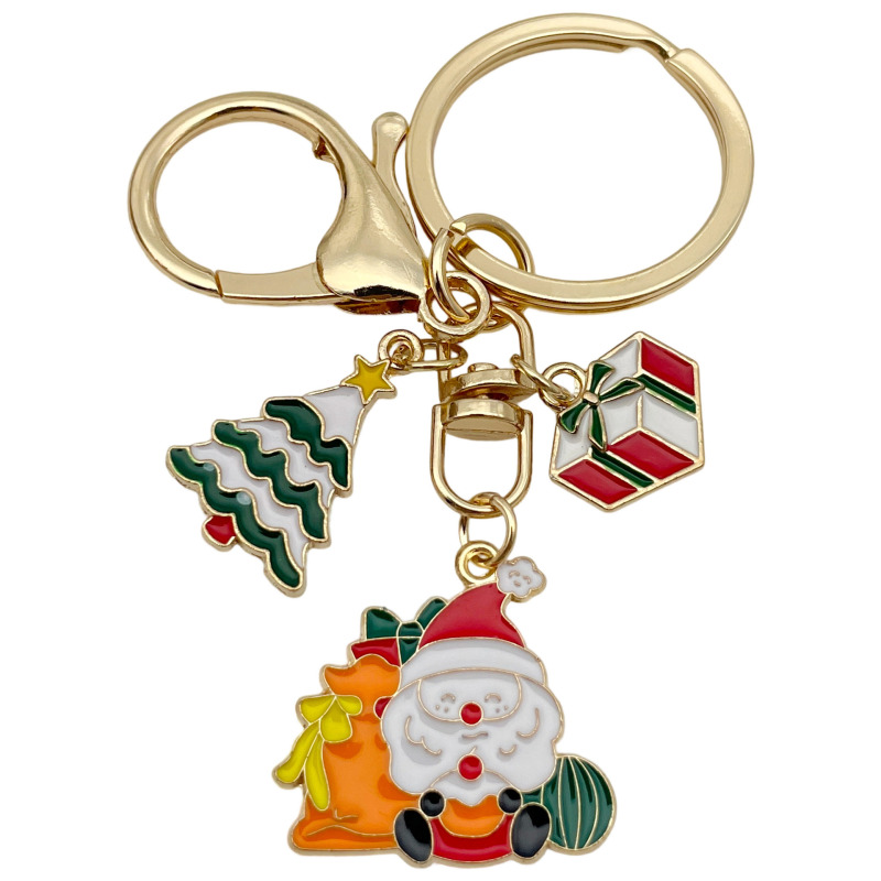 クロスボーダーサンタクロースの日クリスマスツリーデーかわいいキーホルダー合金キーチェーンバッグペンダントジュエリー小さなギフト|undefined
