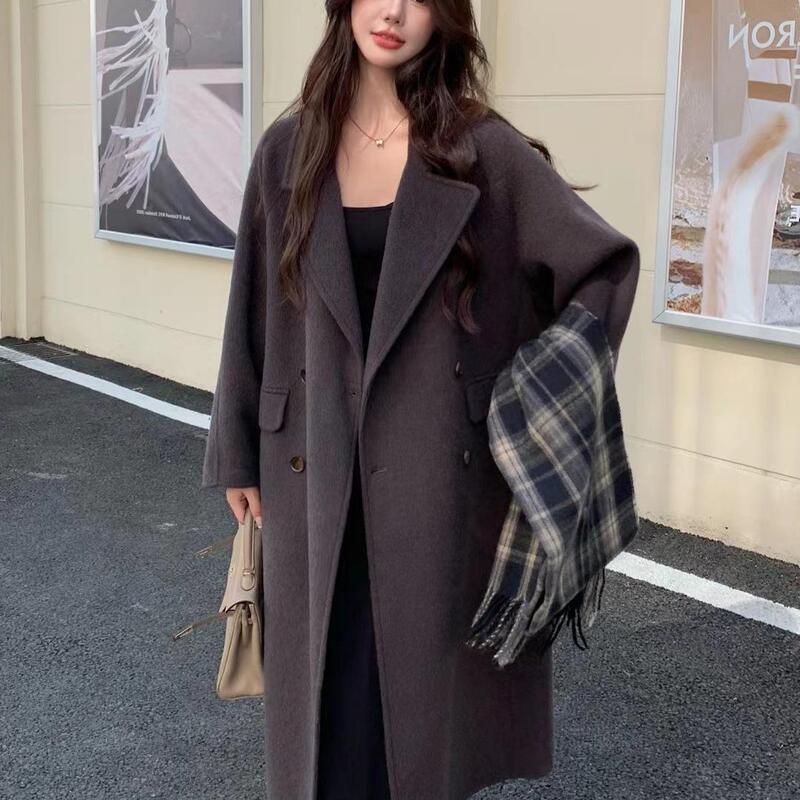 2025 Autumn and Winter New Double-Sided Wool Coat for Women, Loose Fit, High-End Korean Fashion Woolen Coat