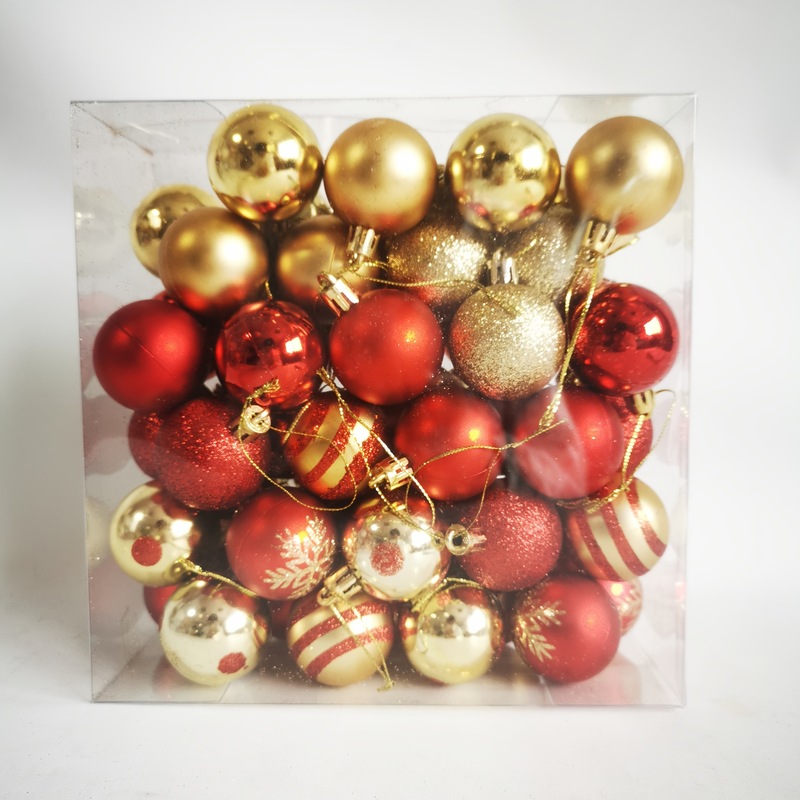 スポットクリスマス 4cm 50個 レッドゴールド塗装プラスチック電気メッキクリスマスボールセット クリスマスツリーのホリデー雰囲気|undefined