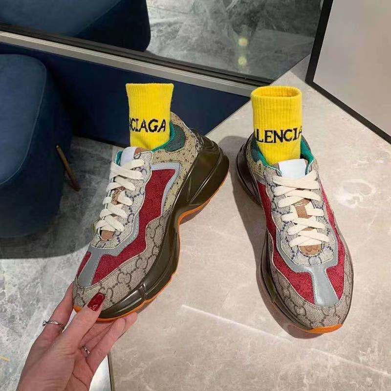 Chunky Sneakers with Color-Blocking, Casual Print, Thick Sole, Height-Increasing, Vintage Floral Design, Lightweight, Suitable for Men and Women Chunky Sneakers with Color-Blocking, Casual Print, Thick Sole, Height-Increasing, Vintage Floral Design, Lightweight, Suitable for Men and Women