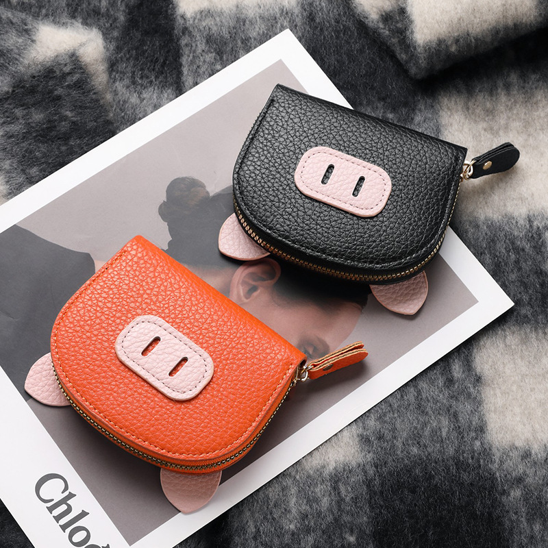 Nuevo tarjetero de órgano de celebridades de Internet, femenino, ligero, estudiante, cerdo, cremallera de cerdo, tarjetero de múltiples posiciones, tarjetero de cuero suave, monedero