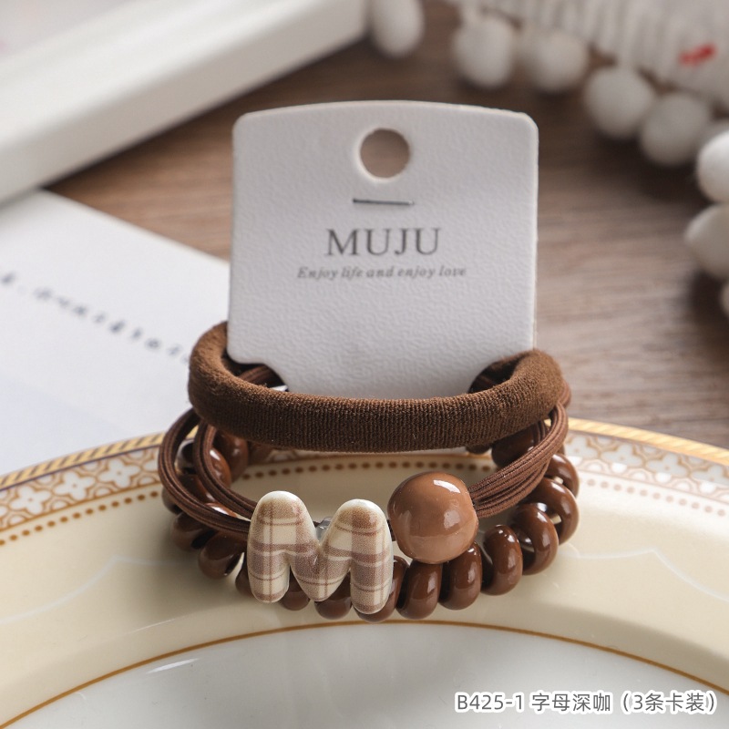 [Carga de tarjeta] sensación de alto nivel coreano de cabello de código de barras de moda de alta elasticidad de cabello anillo de cabello correa de cola de caballo