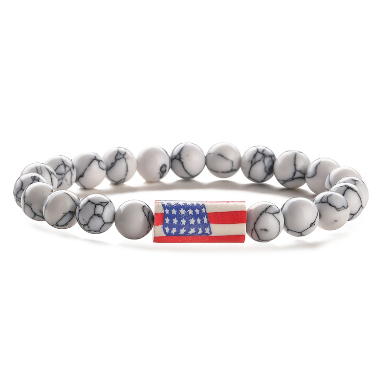 Europa y Estados Unidos transfronterizos banderas de ágata de piedra turquesa línea elástica cuentas pulseras pulseras pulseras de regalo para hombres y mujeres