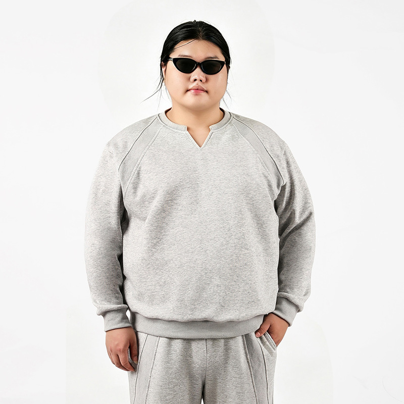 New men's V-neck sports casual long-sleeve sweatshirt, plus size, spring and autumn, fashionable and versatile, solid color, loose fit men's clothing New men's V-neck sports casual long-sleeve sweatshirt, plus size, spring and autumn, fashionable and versatile, solid color, loose fit men's clothing