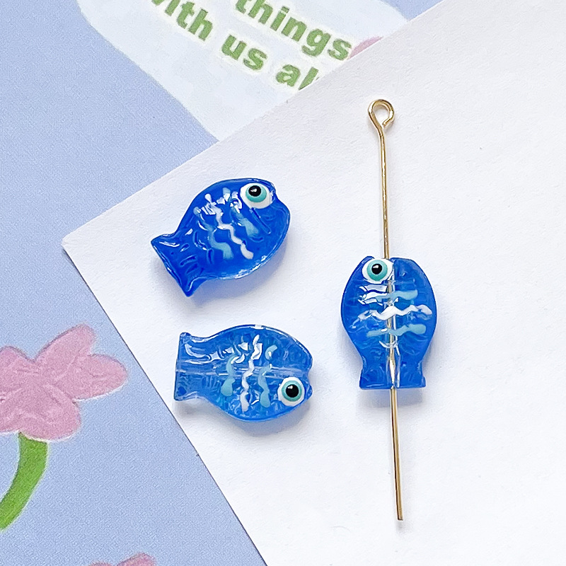 5g Weight Beads Jewelry Making Type DIY Ornament Accessories Classification 1 Piece Quantity Glass, glass Material Fish Pattern All Seasons Season Cute Style 1 Piece Glass Glass Fish DIY Ornament Accessories Beads 12