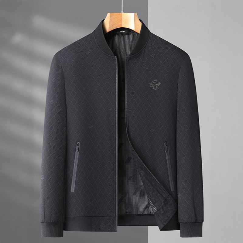 Men's Baseball Collar Jacket 2025 Autum New Large Size Men's Clothing Middle-Aged and Elderly Business Casual Dad Jacket