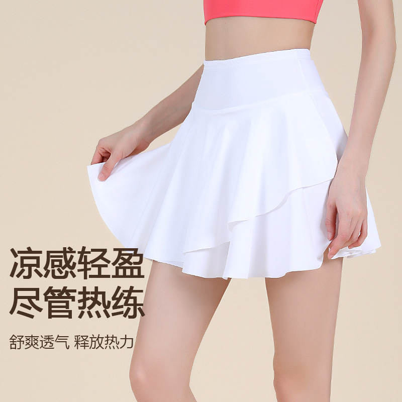 Sun Protection Nude Anti-Exposure Pocket Skirt Pants Quick-Dry Outerwear Tennis Skirt Fitness Cycling Waist-Cinching Elastic Yoga Short Skirt