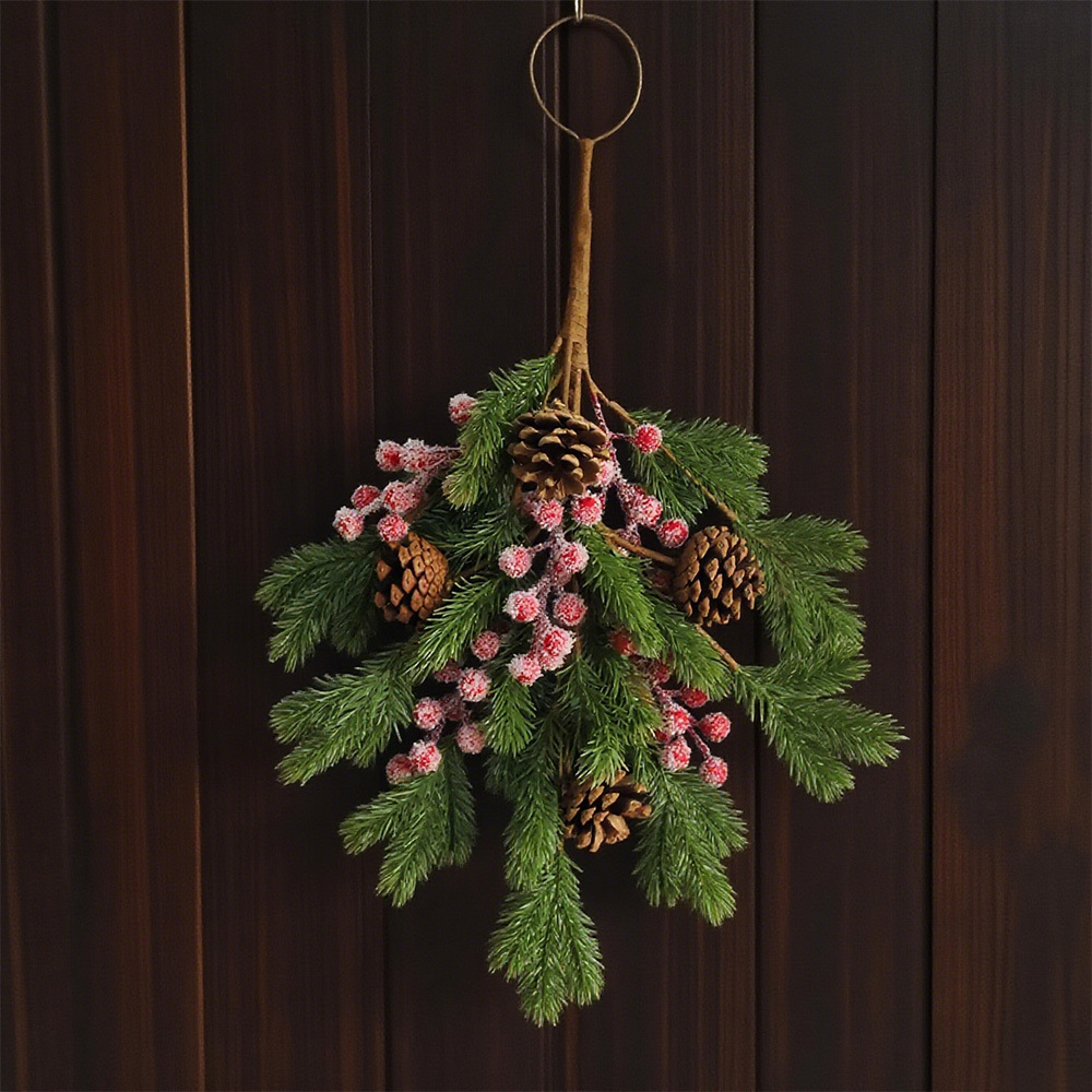 Árbol de Navidad al revés estilo americano de pino pared colgante puerta colgante caña árbol de Navidad accesorios decoración guirnaldas decoraciones Amazon