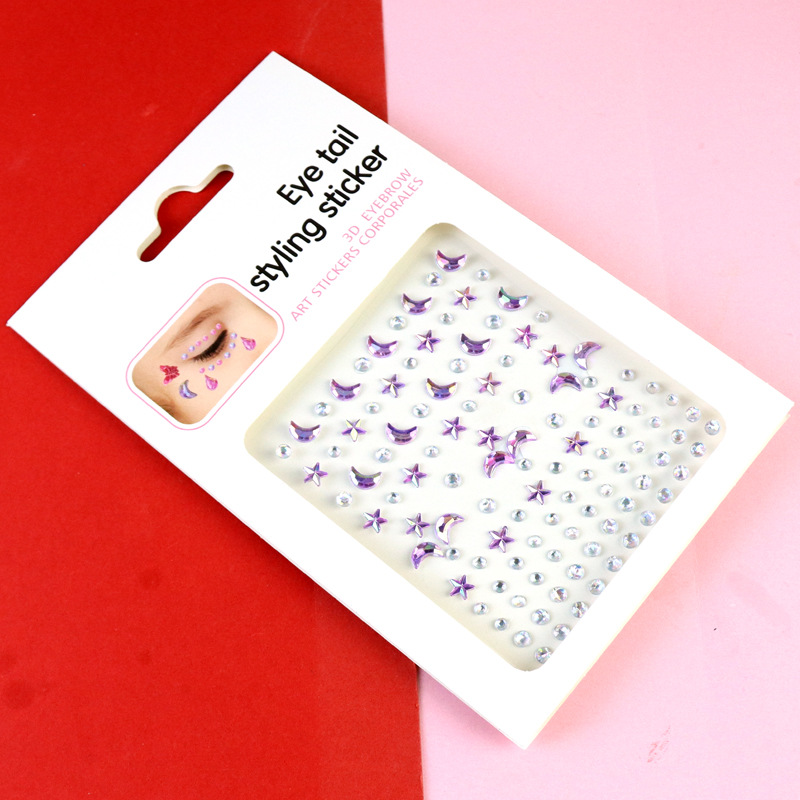 Transfronterizo AB diamantes coloridos joyas de maquillaje de ojos maquillaje facial pegatinas de diamante para niños espectáculo de escenario pegatinas faciales pegatinas de cristal perlas