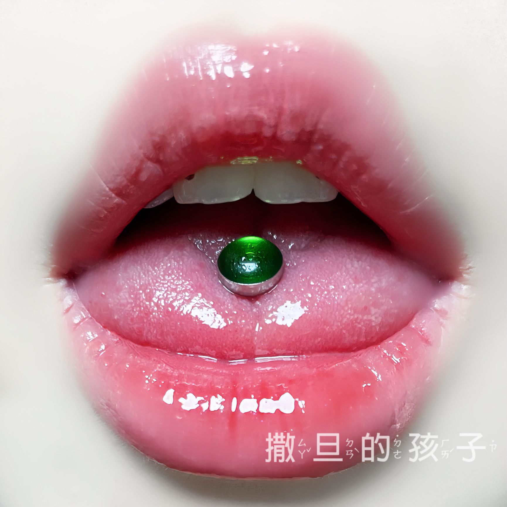 Labret stud lip piercing jewelry styling detail