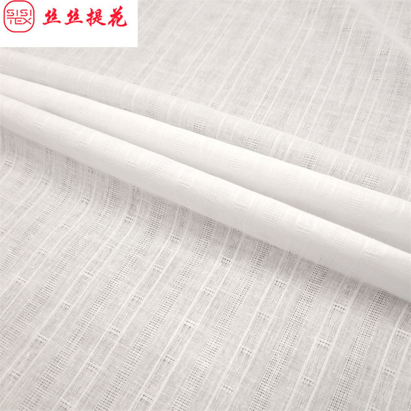 全棉纱罗竖条镂空提花面料夏季提花棉布衬衫裙子小衫布料 SS18798