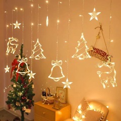 LEDカーテンライトイルミネーションクリスマスライト部屋飾り鈴ヘラジカクリスマスツリーインテリアライト
