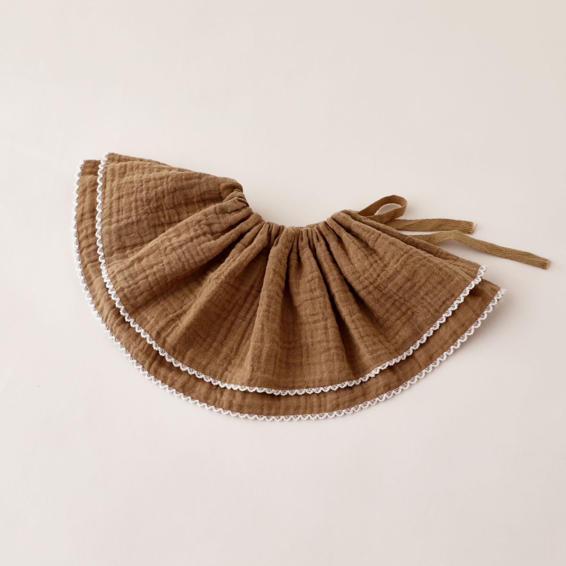 Cute lace saliva towel dark brown color