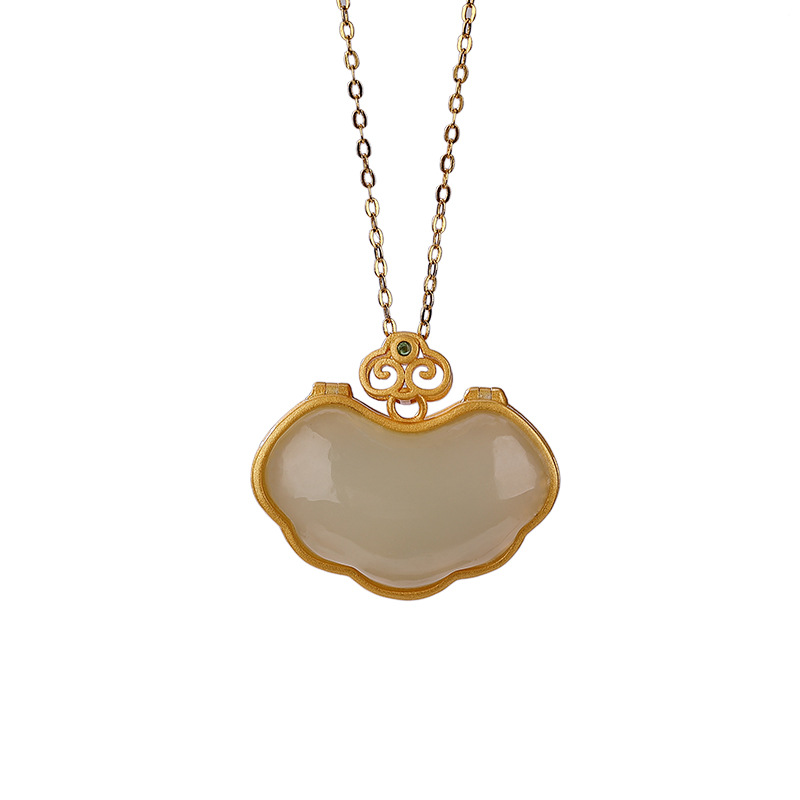 Mặt dây chuyền bạc S925 mạ vàng hình hươu bạc đính ngọc bích sapphire phong cách cổ điển — Kiểu Sapphire (không có dây chuyền)